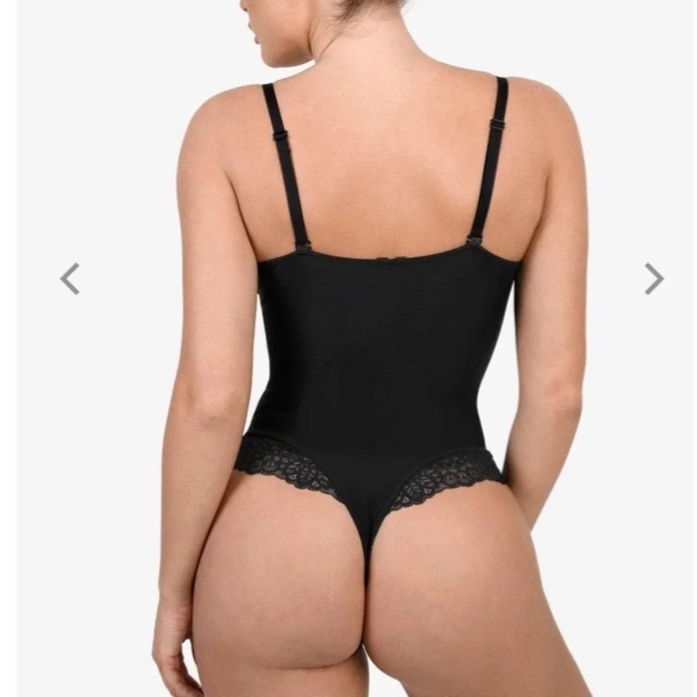 Popilush Black Lace Trim Body‎ Shaper Bodysuit Contour Fit Small New With Tags